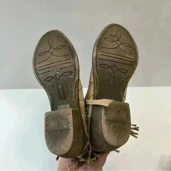 American Eagle Boots Brown Tan Suede Fringed Side Zip Womens Size 9.5 - Picture 10 of 10